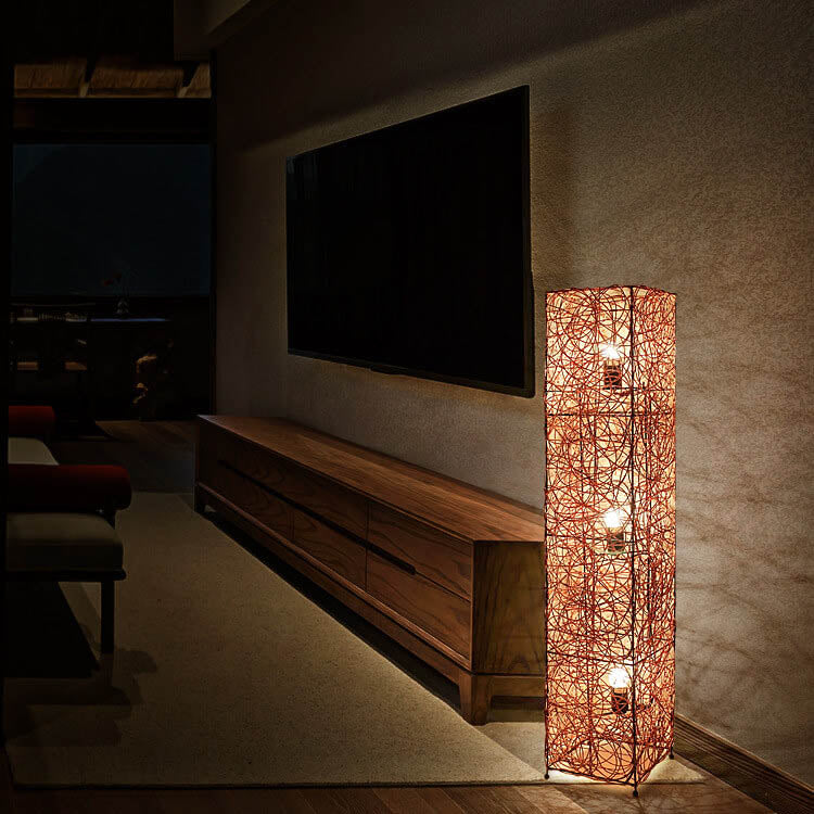 Sleek Modern Bamboo 3-Light Floor Lamp