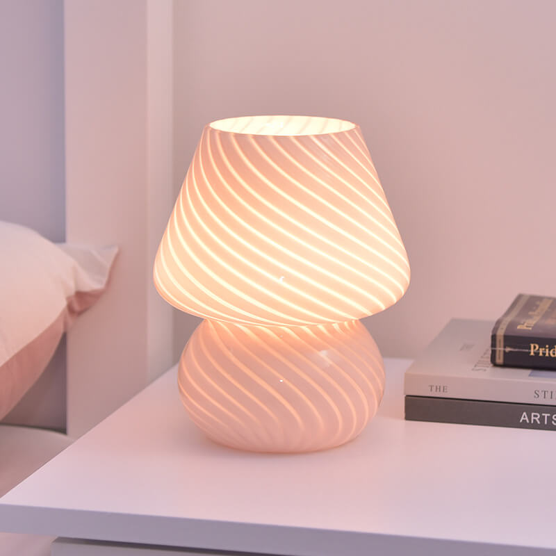 Retro Creative Glass Mushroom 1-Light LED Night Table Lamp