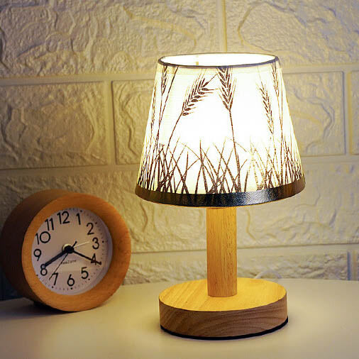 Vintage Linen Drum Shade LED Table Lamp, 1-Light Table Lamp