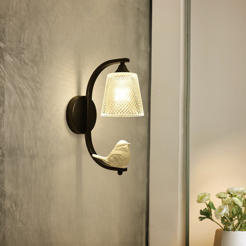 Modern Simple Resin Bird Glass Shade 1-Light Wall Sconce
