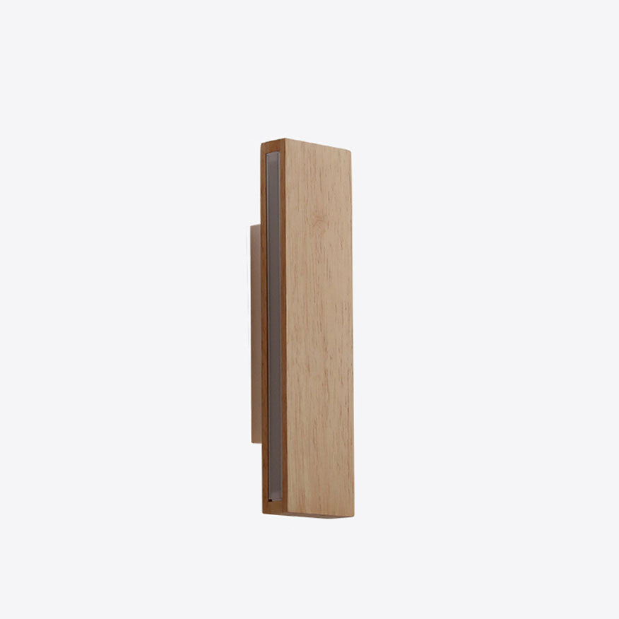 Japanese Minimalist Log Rectangular Flat Wall Sconce