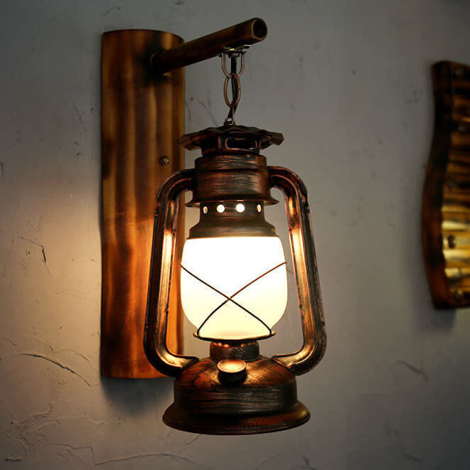 Vintage Horse Lantern Iron 1-Light Wall Sconce
