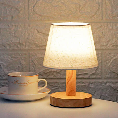 Vintage Linen Drum Shade LED Table Lamp, 1-Light Table Lamp