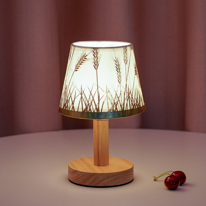 Vintage Linen Drum Shade LED Table Lamp, 1-Light Table Lamp