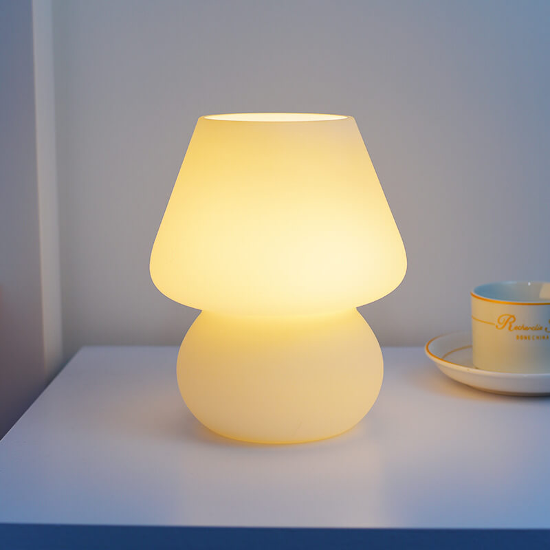 Retro Creative Glass Mushroom 1-Light LED Night Table Lamp