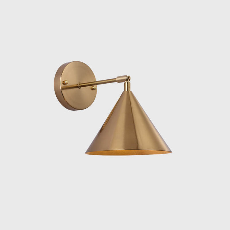 Contemporary Industrial Iron Plated Brass Cone Wall Sconce