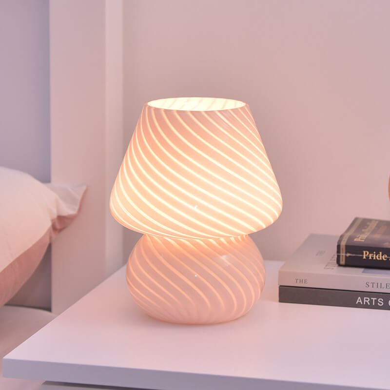 Retro Creative Glass Mushroom 1-Light LED Night Table Lamp