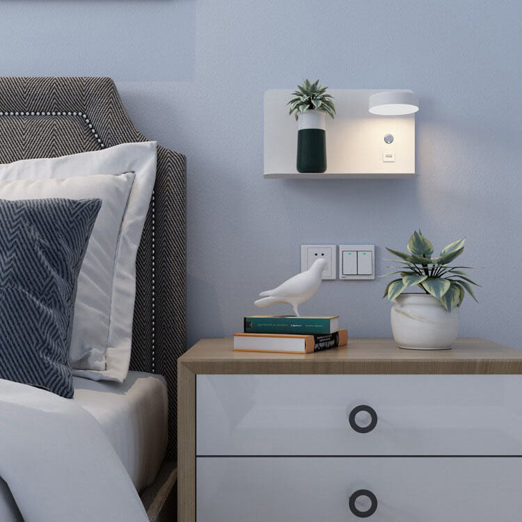 Modern Iron Square LED USB Rechargeable Wall Sconce