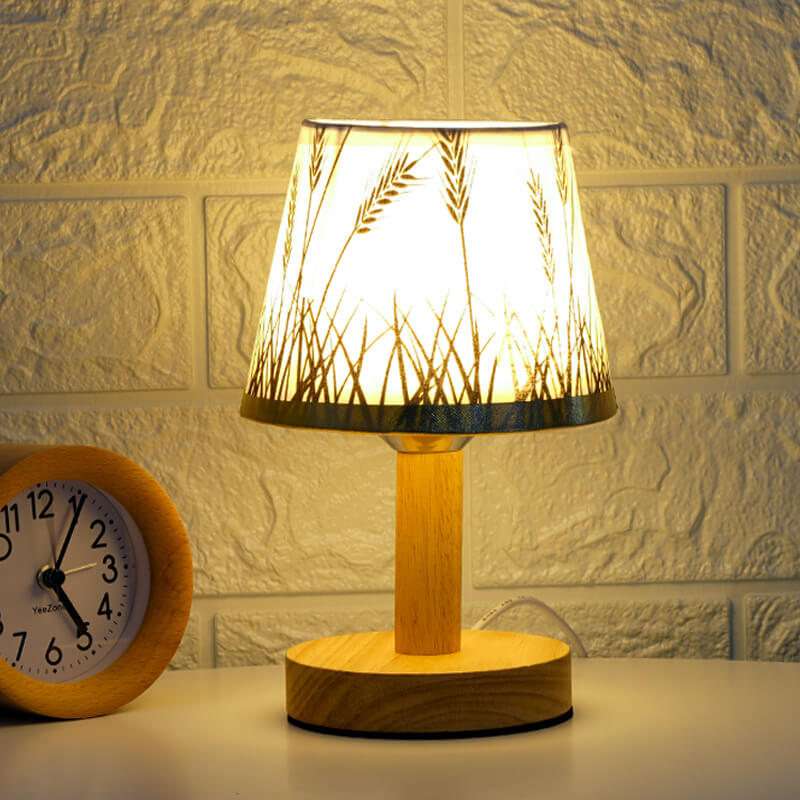 Vintage Linen Drum Shade LED Table Lamp, 1-Light Table Lamp
