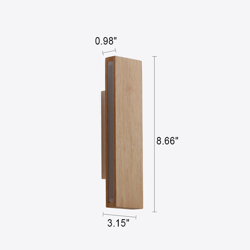 Japanese Minimalist Log Rectangular Flat Wall Sconce