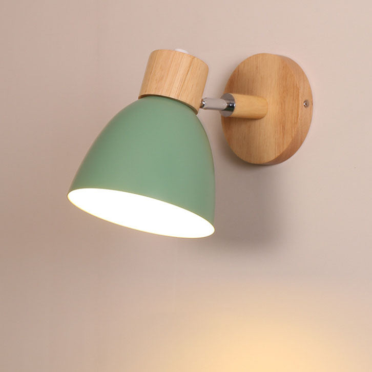 Modern Minimalist Macaron Iron Wood Wall Sconce