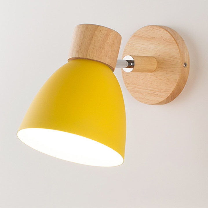 Modern Minimalist Macaron Iron Wood Wall Sconce