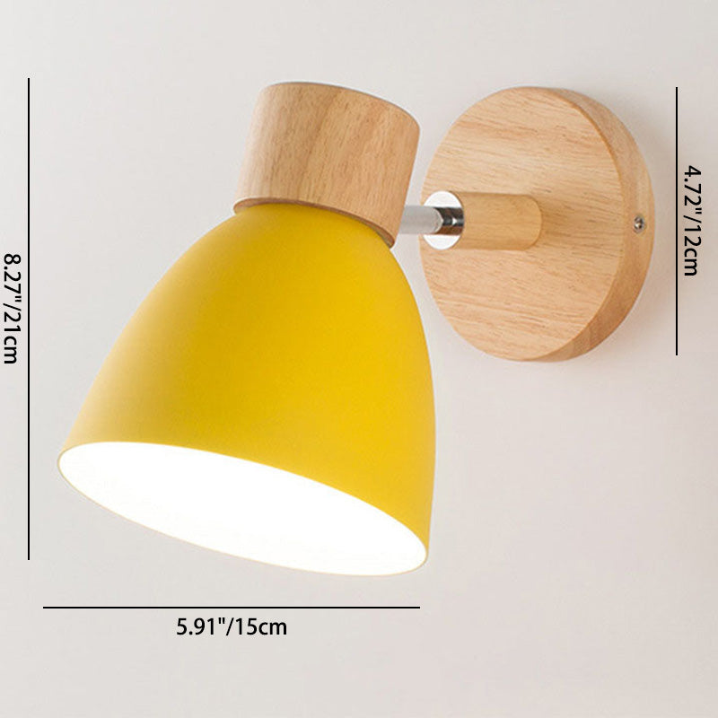 Modern Minimalist Macaron Iron Wood Wall Sconce
