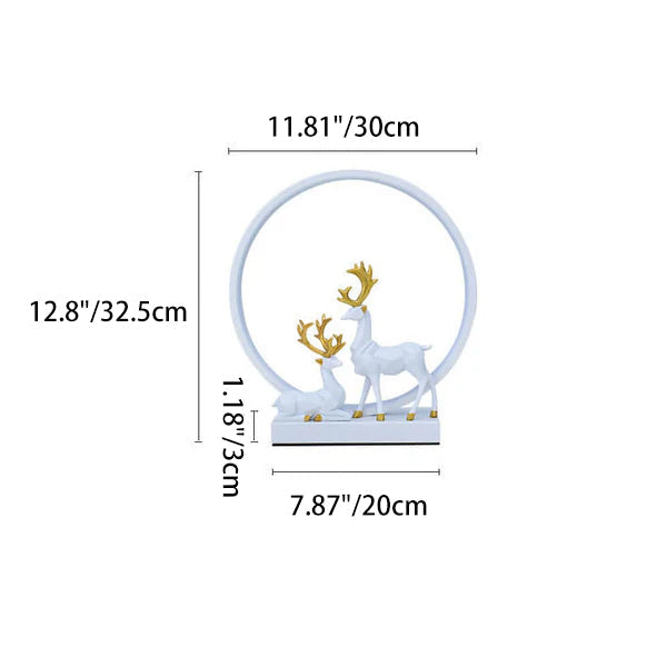 Nordic Iron Acrylic Circle Deer USB Plug-in LED Table Lamp