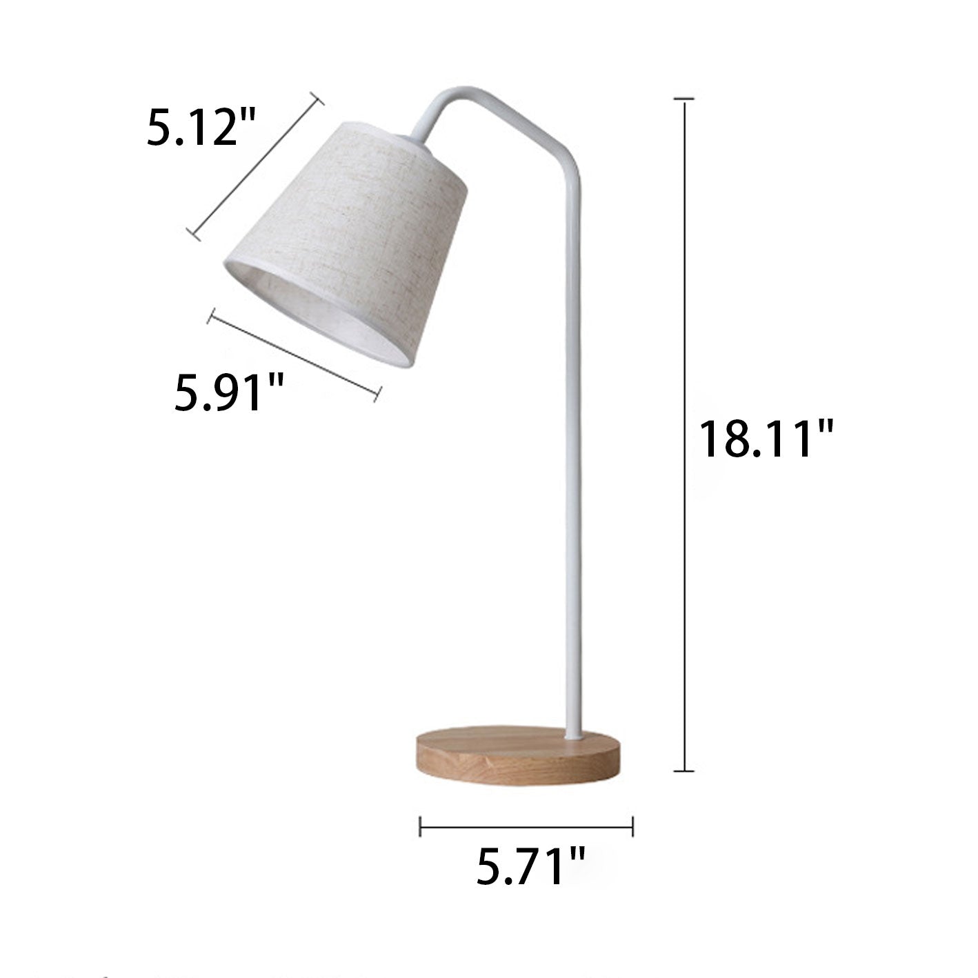Nordic Minimalist Cone Linen Shade Wood Base Table Lamp
