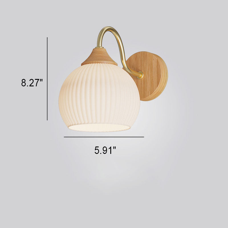 Contemporary Nordic Iron Glass Striped Round Log Wall Sconce