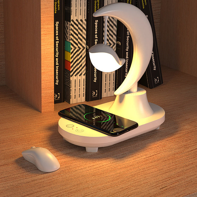 Modern Art Deco ABS Moon Shape Bluetooth Speaker Table Lamp