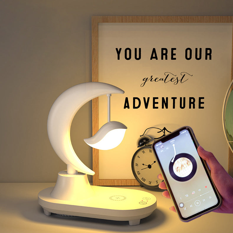 Modern Art Deco ABS Moon Shape Bluetooth Speaker Table Lamp