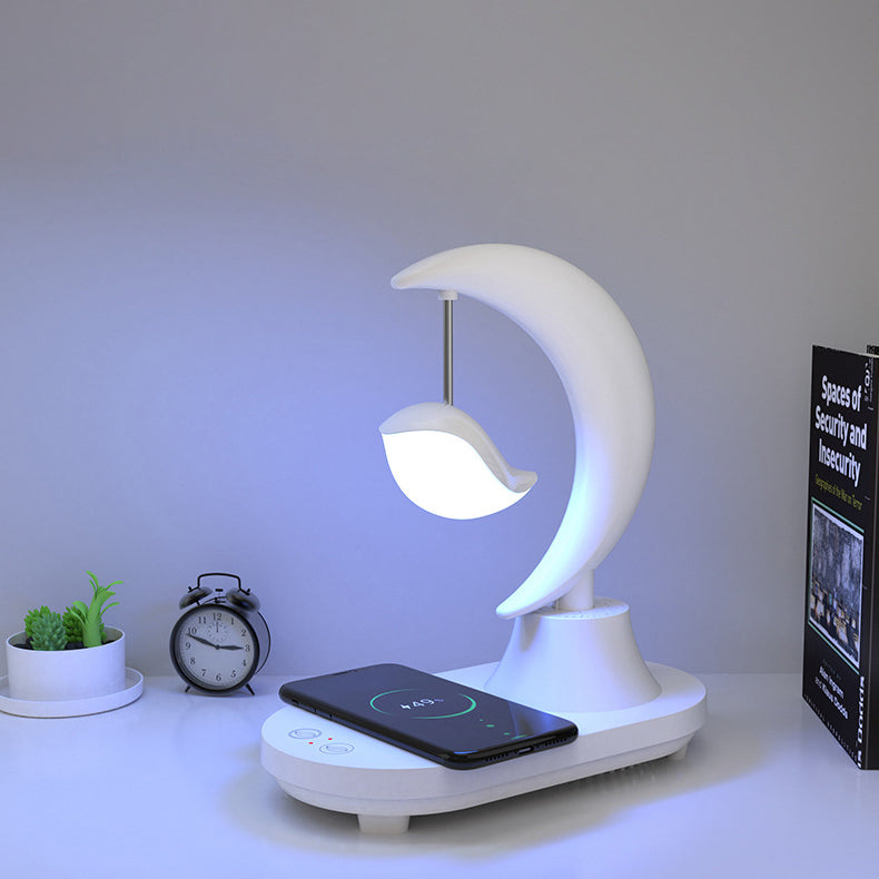 Modern Art Deco ABS Moon Shape Bluetooth Speaker Table Lamp