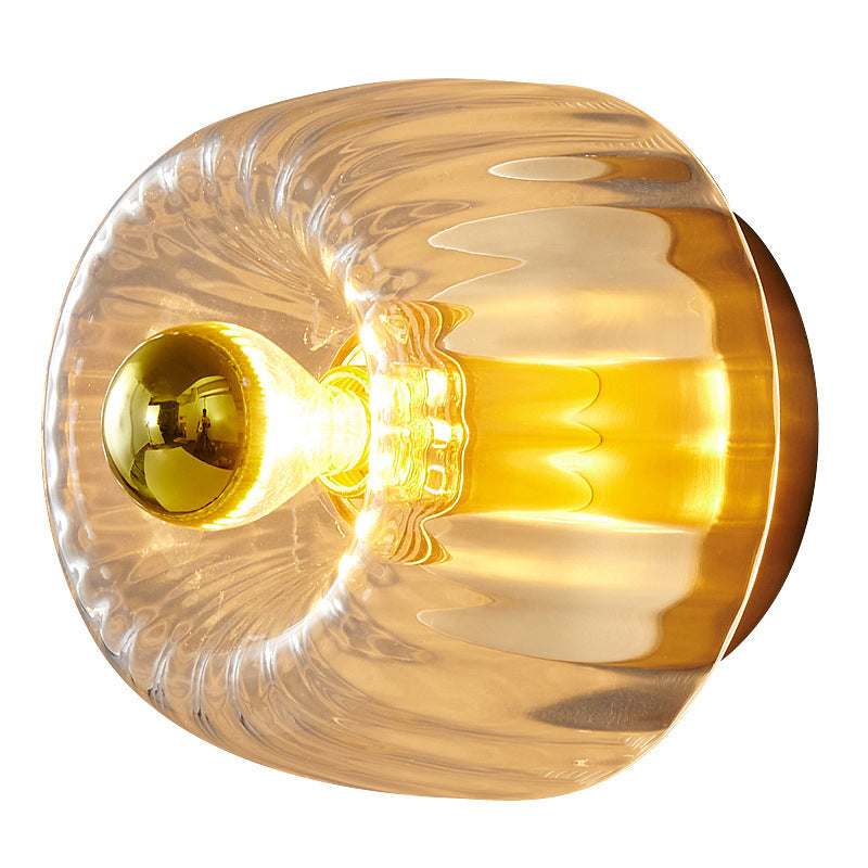 Modern Luxury Glass Sun Shape Full Copper Dual Wall Sconce