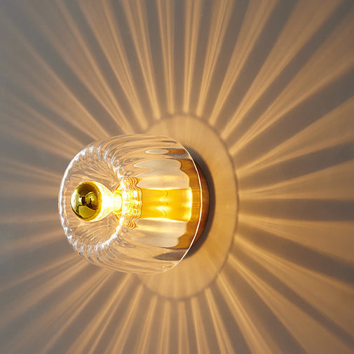 Modern Luxury Glass Sun Shape Full Copper Dual Wall Sconce