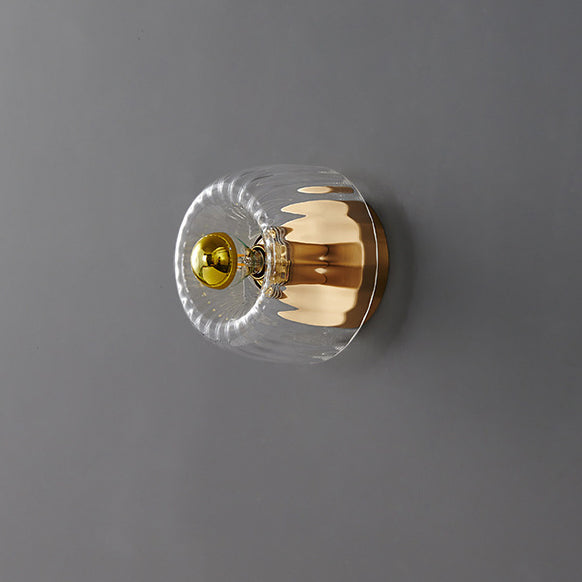 Modern Luxury Glass Sun Shape Full Copper Dual Wall Sconce