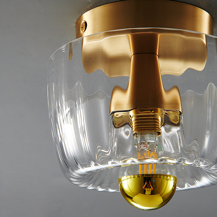 Modern Luxury Glass Sun Shape Full Copper Dual Wall Sconce