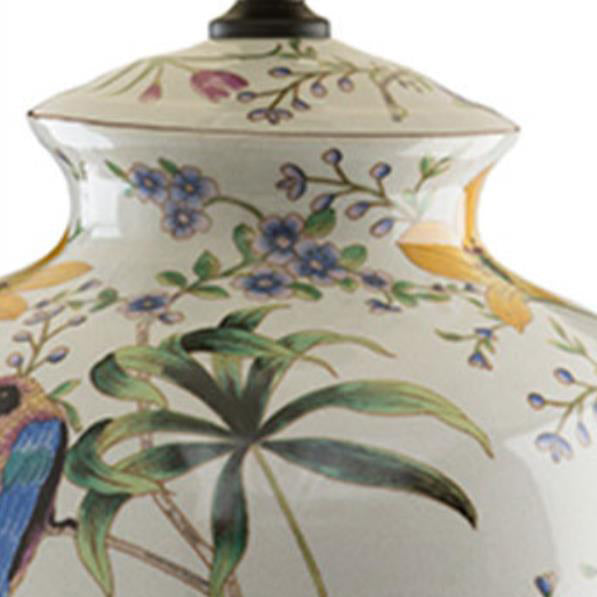 Modern Retro Ceramic Idyllic Flower and Bird Table Lamp