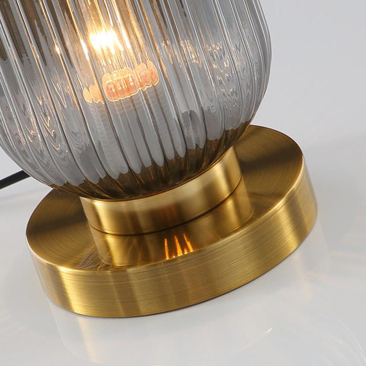 Elegant Nordic Striped Glass Oval 1-Light Table Lamp