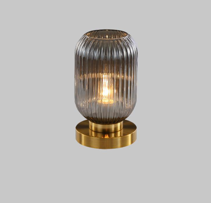 Elegant Nordic Striped Glass Oval 1-Light Table Lamp