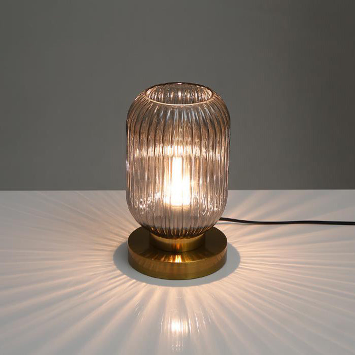 Elegant Nordic Striped Glass Oval 1-Light Table Lamp