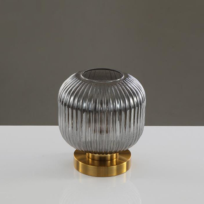 Elegant Nordic Striped Glass Oval 1-Light Table Lamp