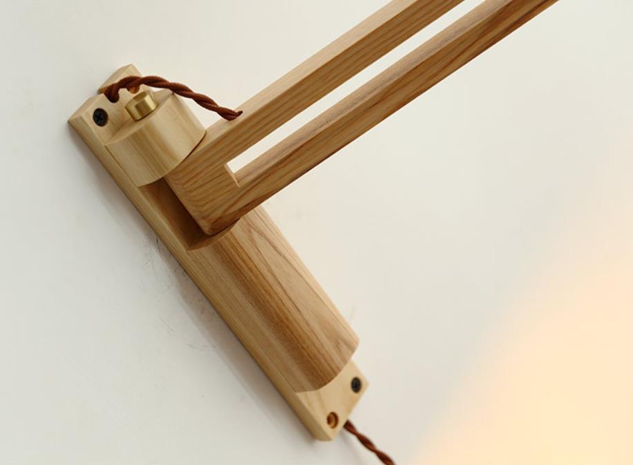 Nordic Milk White Striped Glass Walnut Wall Sconce