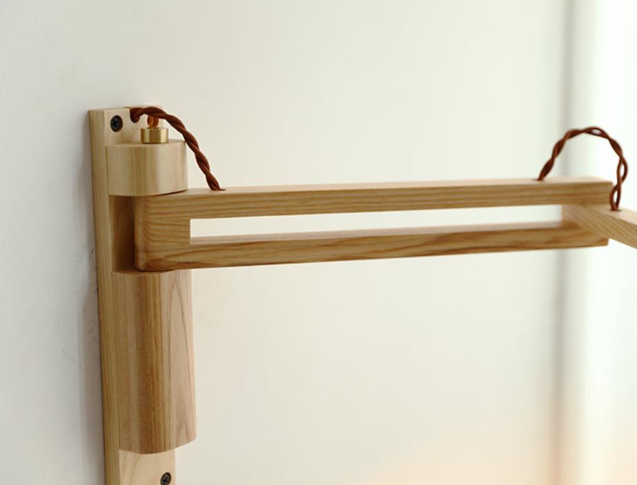 Nordic Milk White Striped Glass Walnut Wall Sconce