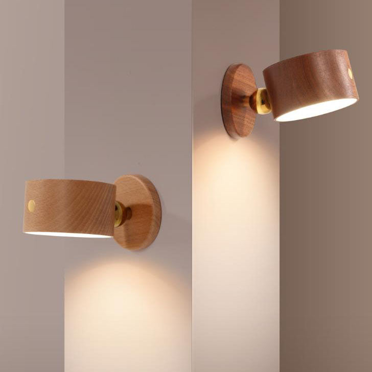 Simple Wooden USB Rechargeable Touch Magnetic Wall Sconce