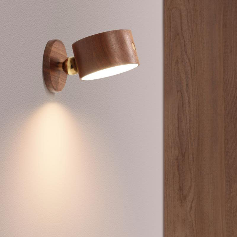 Simple Wooden USB Rechargeable Touch Magnetic Wall Sconce