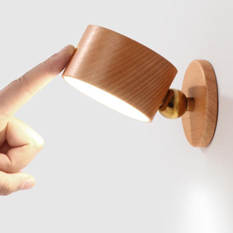 Simple Wooden USB Rechargeable Touch Magnetic Wall Sconce