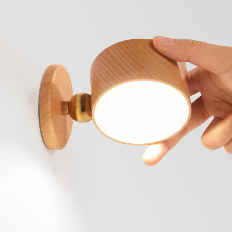 Simple Wooden USB Rechargeable Touch Magnetic Wall Sconce