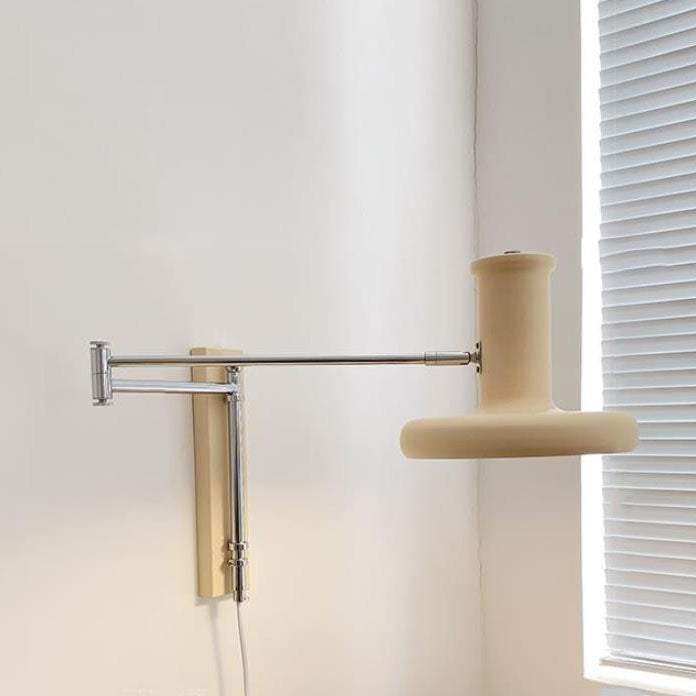 Nordic Minimalist Beige Swing Arm 1-Light Wall Sconce
