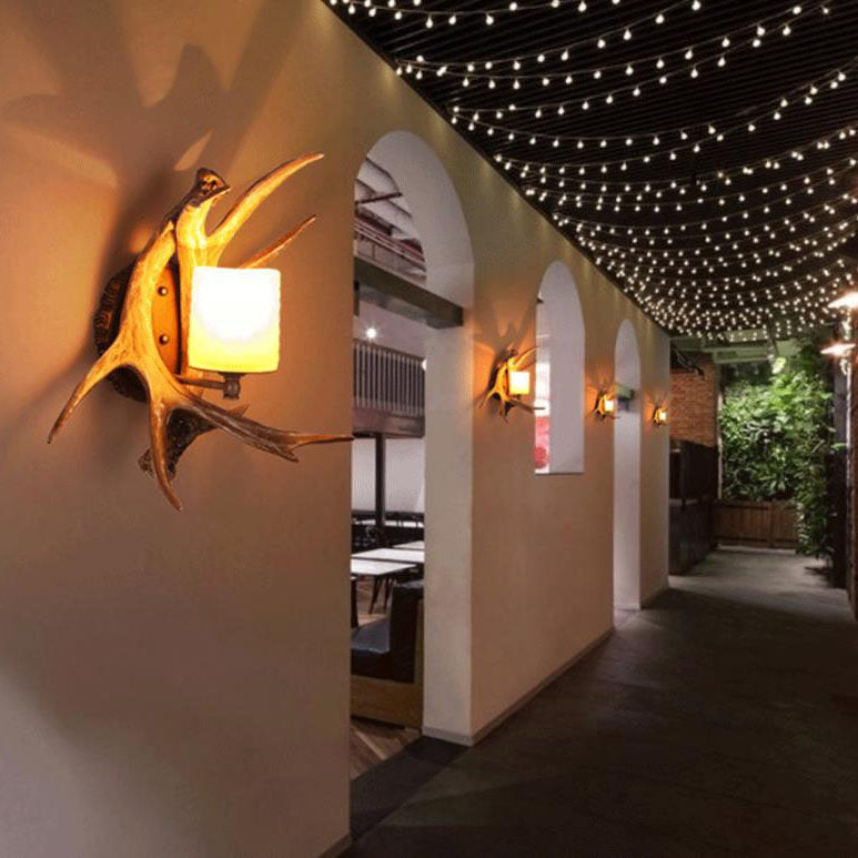 Modern Retro Antler 1-Light Glass Wall Sconce