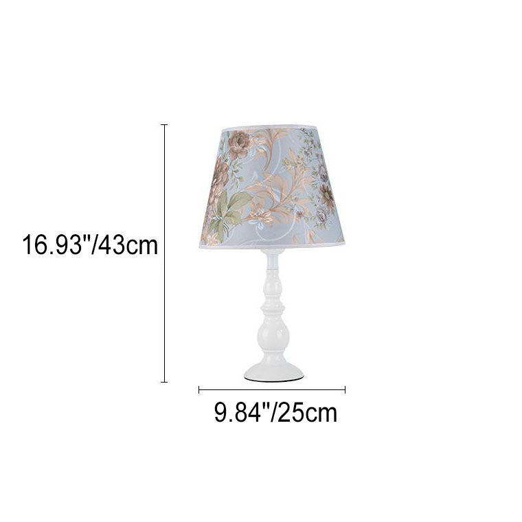 Modern Simple Floral Fabric Iron Vase Base Table Lamp