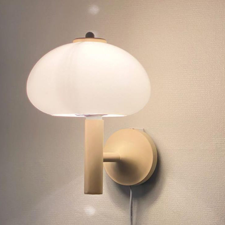 Contemporary Nordic Milk White Iron Glass Dome Wall Sconce