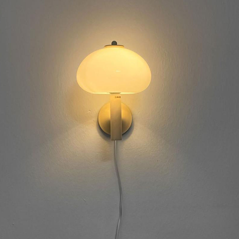 Contemporary Nordic Milk White Iron Glass Dome Wall Sconce