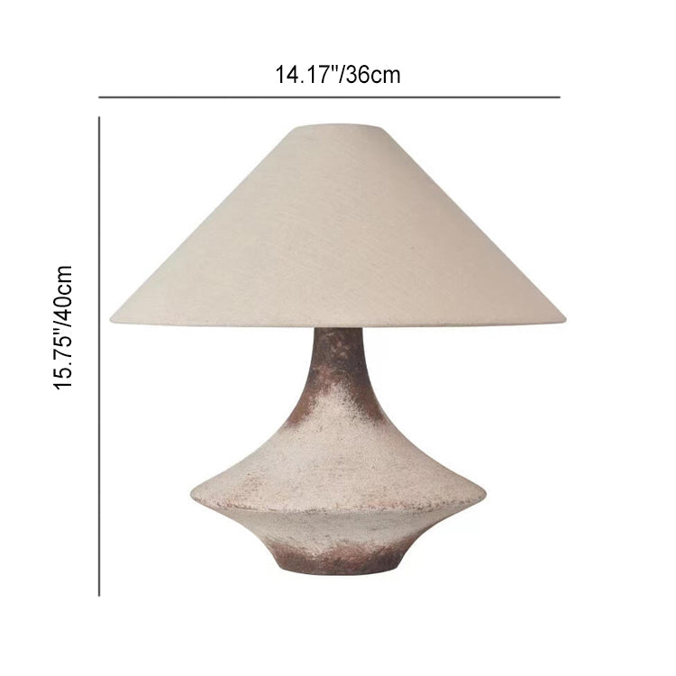 Wabi-Sabi Vintage Cone Vase Base Ceramic Fabric Table Lamp