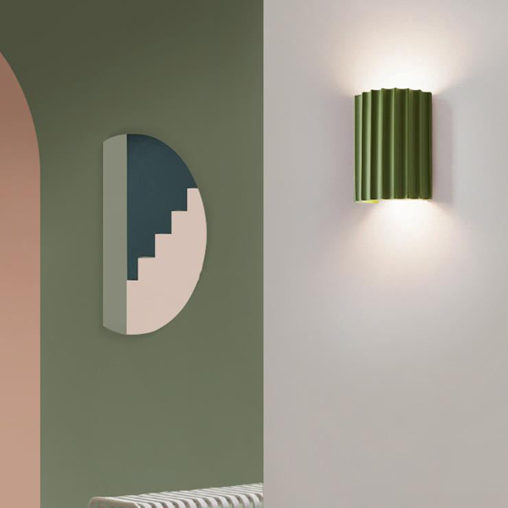 Contemporary Scandinavian Resin Half Column 2-Light Wall Sconce