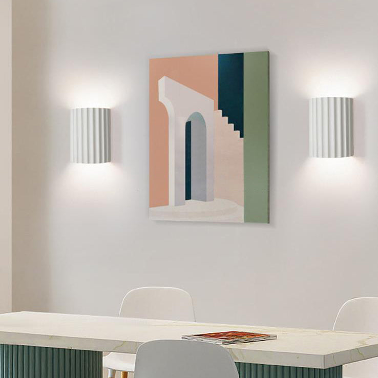 Contemporary Scandinavian Resin Half Column 2-Light Wall Sconce