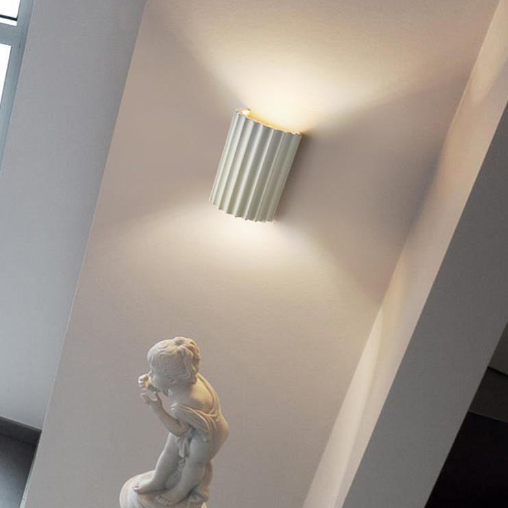 Contemporary Scandinavian Resin Half Column 2-Light Wall Sconce