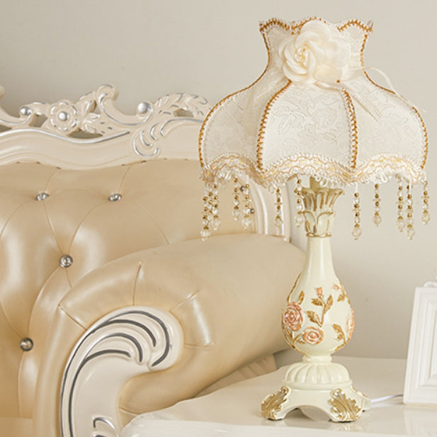Traditional European Vase Base Resin Fabric Table Lamp