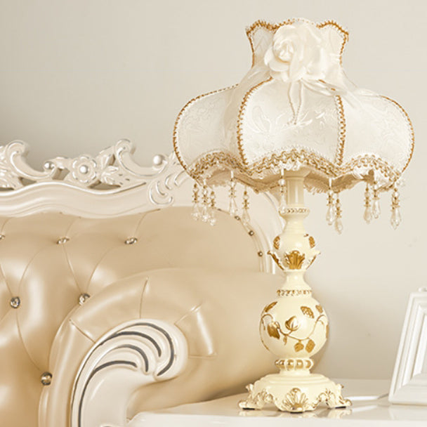 Traditional European Vase Base Resin Fabric Table Lamp