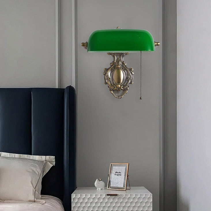 Retro Copper Green Glass Shade 1-Light Wall Sconce